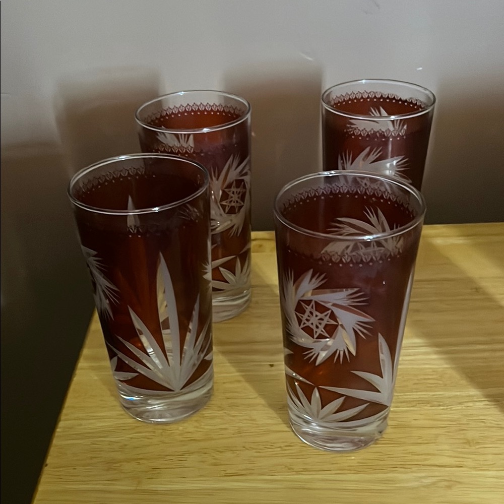 😀Dominion glasses atomic pinwheel ruby red 70’s